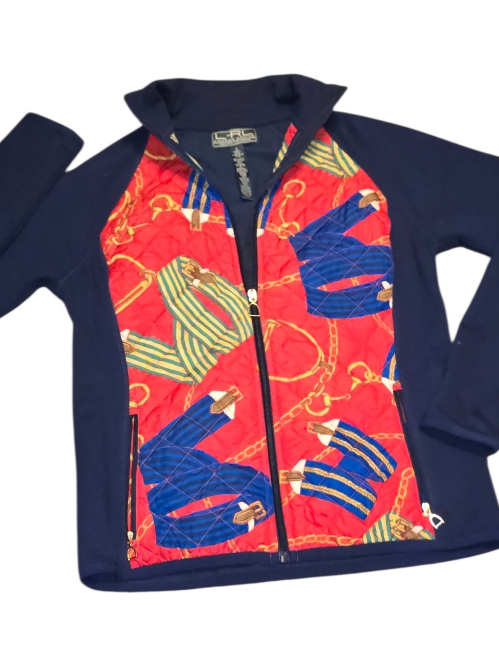 Lauren Ralph Lauren LRL Quilted Equestrian Jacket Womens Small Horsebit Zip